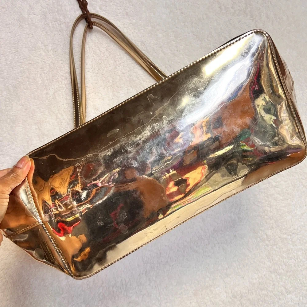 Kate Spade Metallic Gold Tote with Polka Dots - Picture 2 of 9